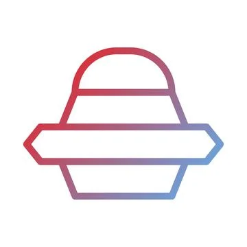 Gradient UFO Icon Graphic Line Art Minimal Space Ship Stock Illustration