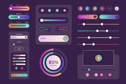 Gradient ui/ux elements collection Stock Illustration