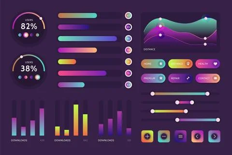 Gradient ui/ux elements collection Stock Illustration