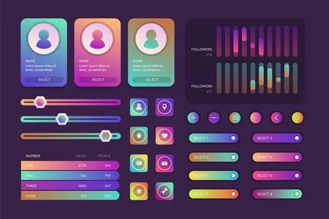 Gradient ui/ux elements collection 스톡 일러스트