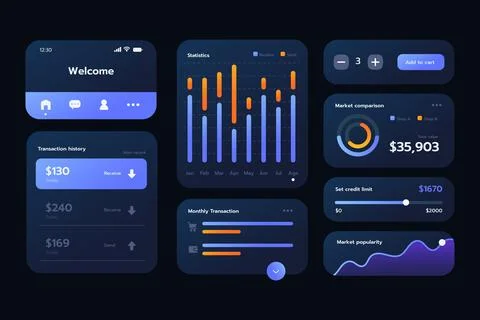 Gradient ui/ux elements Stock Illustration