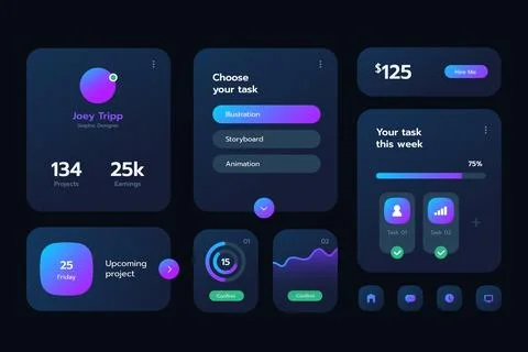 Gradient ui/ux elements 스톡 일러스트