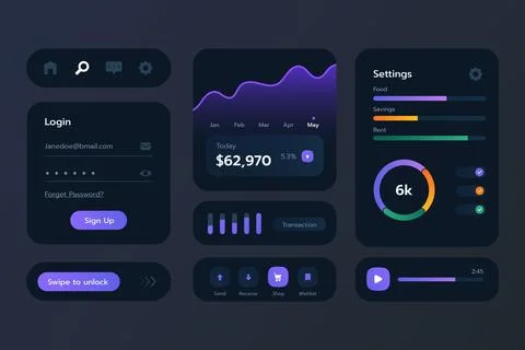 Gradient ui/ux elements 스톡 일러스트