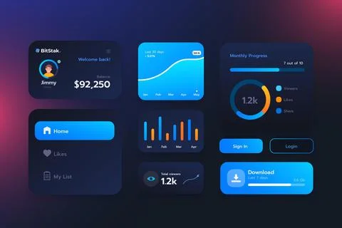 Gradient ui/ux elements 스톡 일러스트