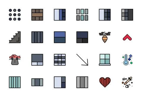 Gradient Vector Graphics Pack including 24 Line Filled 256x256 Editable Icons Illustrazione stock