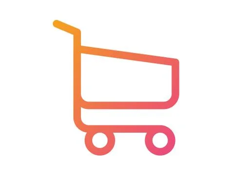 Gradient vector interface online checkout shopping cart line flat icon Stock Illustration