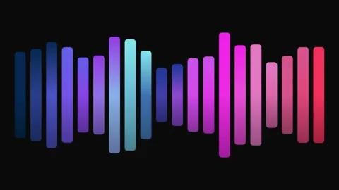 Gradient vertical bars in a spectrum against black background Stock Footage 331647186