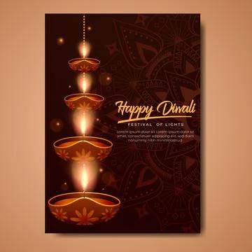 Gradient vertical flyer template for diwali celebration Stock Illustration