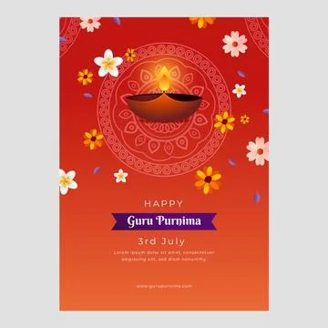 Gradient vertical poster template for guru purnima celebration Stock Illustration
