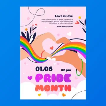 Gradient vertical poster template for pride month celebration Stock Illustration