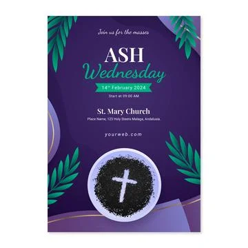 Gradient vertical poster template for religious ash wednesday celebration Stock Illustration