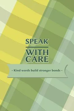 Gradient vintage earth style typography featuring SPEAK WITH CARE and nested lin Illustration