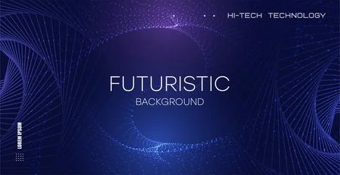 Gradient violet glowing particles background. Futuristic style of technology  Stockillustratie