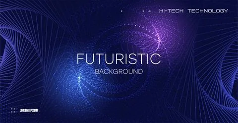 Gradient violet glowing particles background. Futuristic style of technology  Stock Illustration