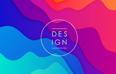 Gradient wave abstract vector background. Wavy card layout in bright vibrant Stock Illustration