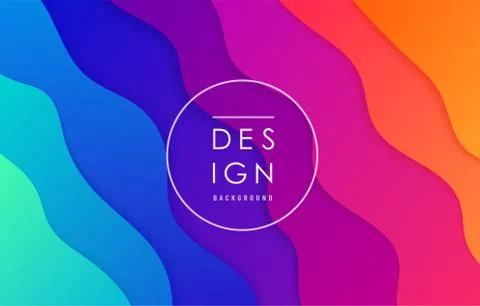 Gradient wave abstract vector background. Wavy card layout in bright vibrant イラスト素材
