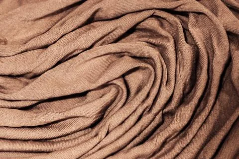 Gradient waves of fabric texture,3D effect in color 2025 mocha mousse coffe.. Stock Photos