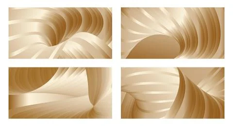 Gradient waves with silk gold glitter. Set of 4 abstract designs for cover, b Stock-Illustration