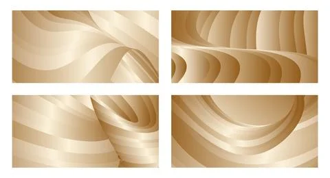 Gradient waves with silk gold glitter. Set of 4 abstract designs for cover, b Stock Illustration