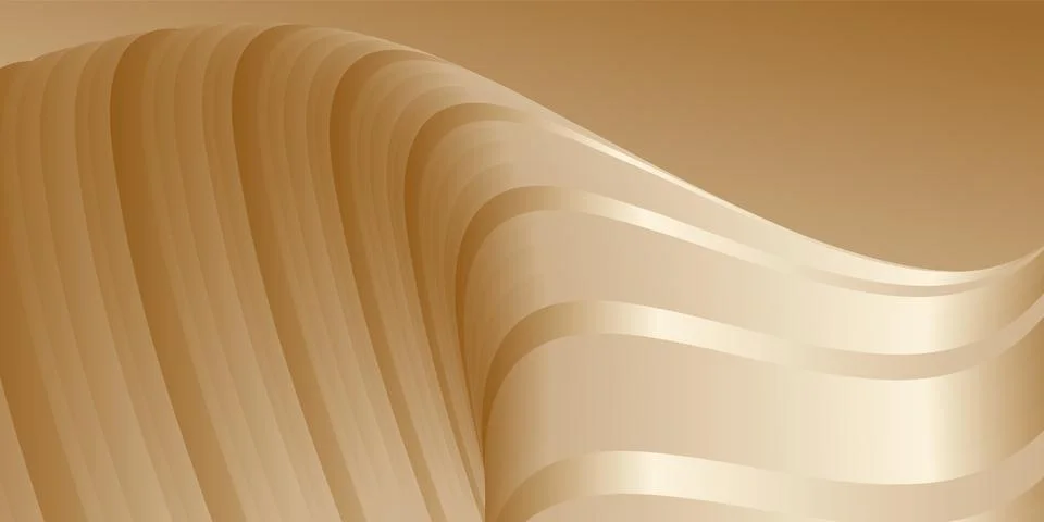 Gradient waves with silk gold glitter. Abstract cover design, banner, backgro Illustrazione stock