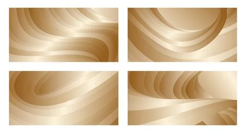Gradient waves with silk gold glitter. Set of 4 abstract designs for cover, b Иллюстрация