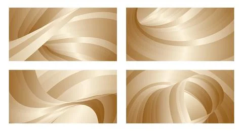 Gradient waves with silk gold glitter. Set of 4 abstract designs for cover, b Stock Illustration