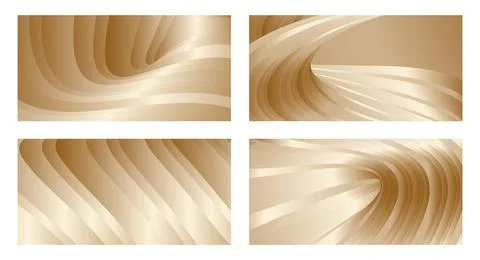 Gradient waves with silk gold glitter. Set of 4 abstract designs for cover, b Stock Illustration