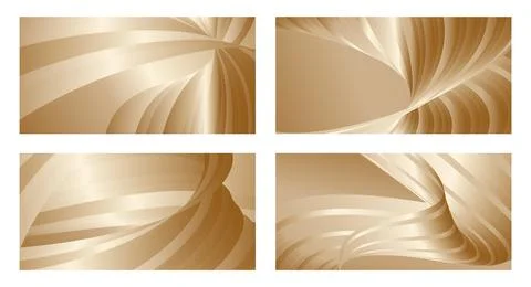 Gradient waves with silk gold glitter. Set of 4 abstract designs for cover, b Illustrazione stock
