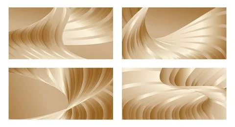 Gradient waves with silk gold glitter. Set of 4 abstract designs for cover, b Stock Illustration