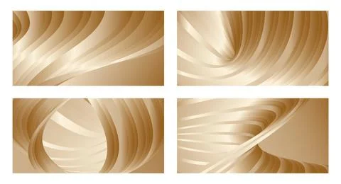 Gradient waves with silk gold glitter. Set of 4 abstract designs for cover, b Stock Illustration