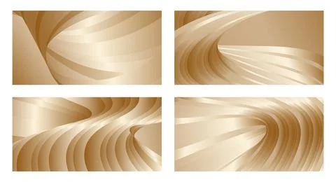 Gradient waves with silk gold glitter. Set of 4 abstract designs for cover, b Stock Illustration