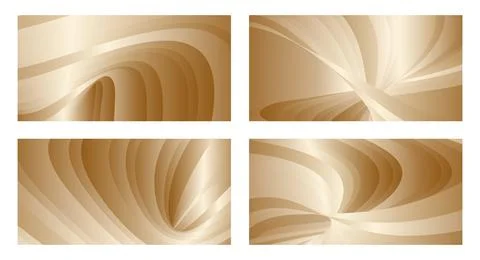Gradient waves with silk gold glitter. Set of 4 abstract designs for cover, b Illustrazione stock