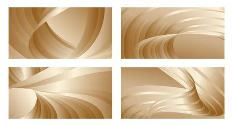 Gradient waves with silk gold glitter. Set of 4 abstract designs for cover, b Stockillustratie