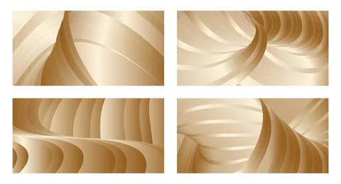 Gradient waves with silk gold glitter. Set of 4 abstract designs for cover, b Illustrazione stock