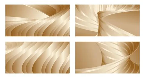Gradient waves with silk gold glitter. Set of 4 abstract designs for cover, b Stock Illustration