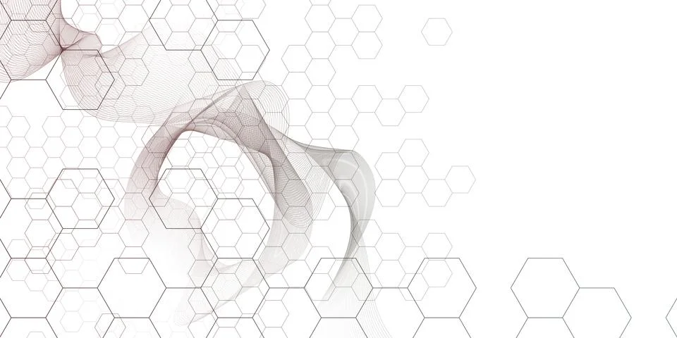 Gradient wavy lines background with hexagonal. Stock Illustration