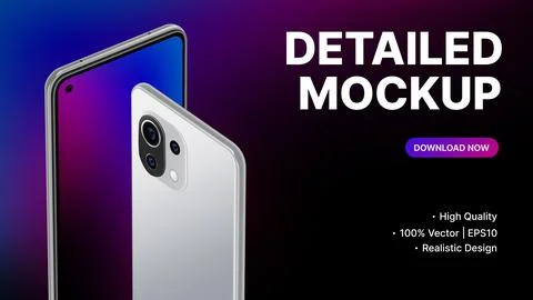 Gradient Web banner for Smartphone Presentation. Device from different angles 스톡 일러스트