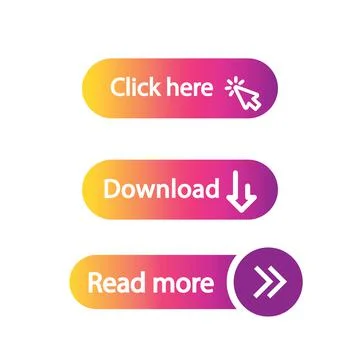 Gradient web buttons. Click here, Read more, Download. Stock Illustration