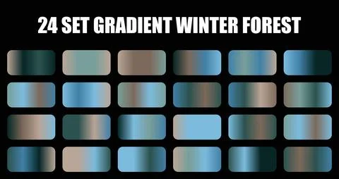 Gradient winter forest color set with blue and brown hues for modern graphic Stock Illustration