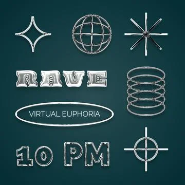 Gradient y2k icon set Stock Illustration