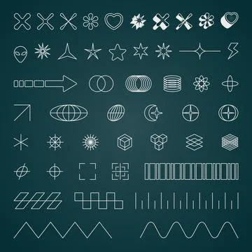 Gradient y2k icon set Stock Illustration