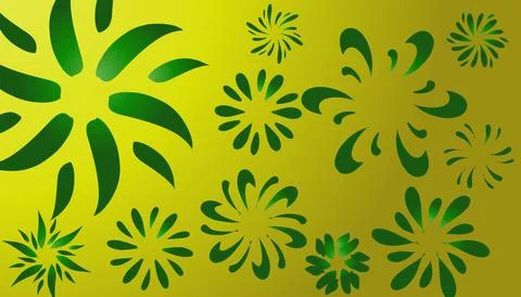 A gradient yellow background design with a gradient green floral pattern su.. Stock-Illustration