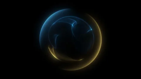 Gradient yellow blue 3D sphere with light effects and smooth plasma energy .. Stock Footage 320583615