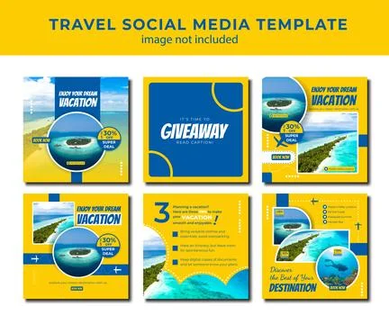 Gradient yellow tour advertising square template Stock Illustration