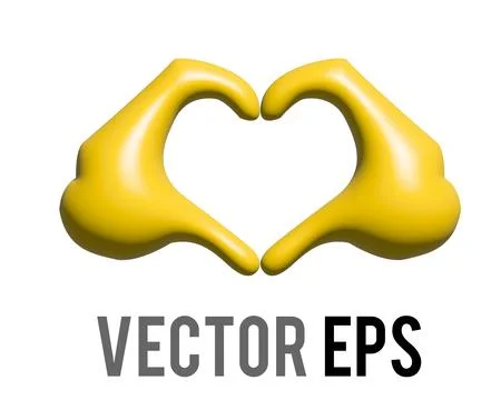 Gradient yellow two hands forming heart shape 3D icon, used to express love 스톡 일러스트