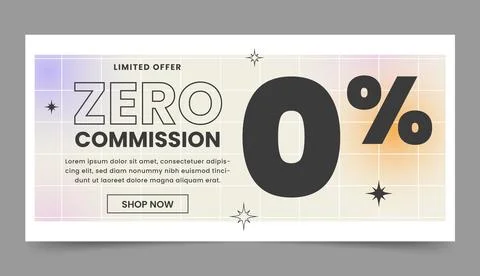 Gradient zero commission sale banner Stock Illustration