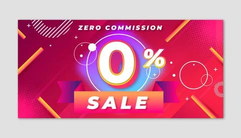 Gradient zero commission sale banner Stock Illustration