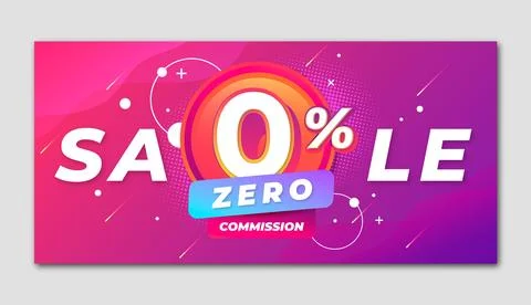 Gradient zero commission sale banner Stock Illustration