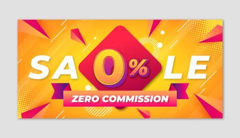 Gradient zero commission sale banner Stock Illustration