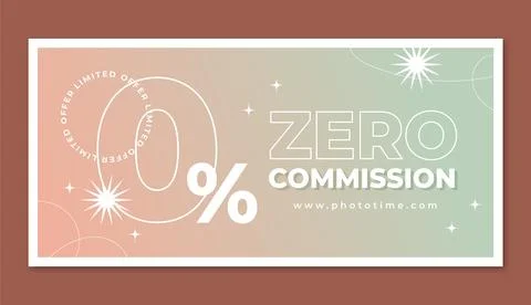 Gradient zero commission sale banner Stock Illustration